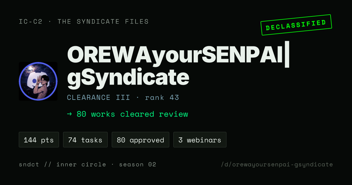 OREWAyourSENPAI| gSyndicate 🗝️ share card preview